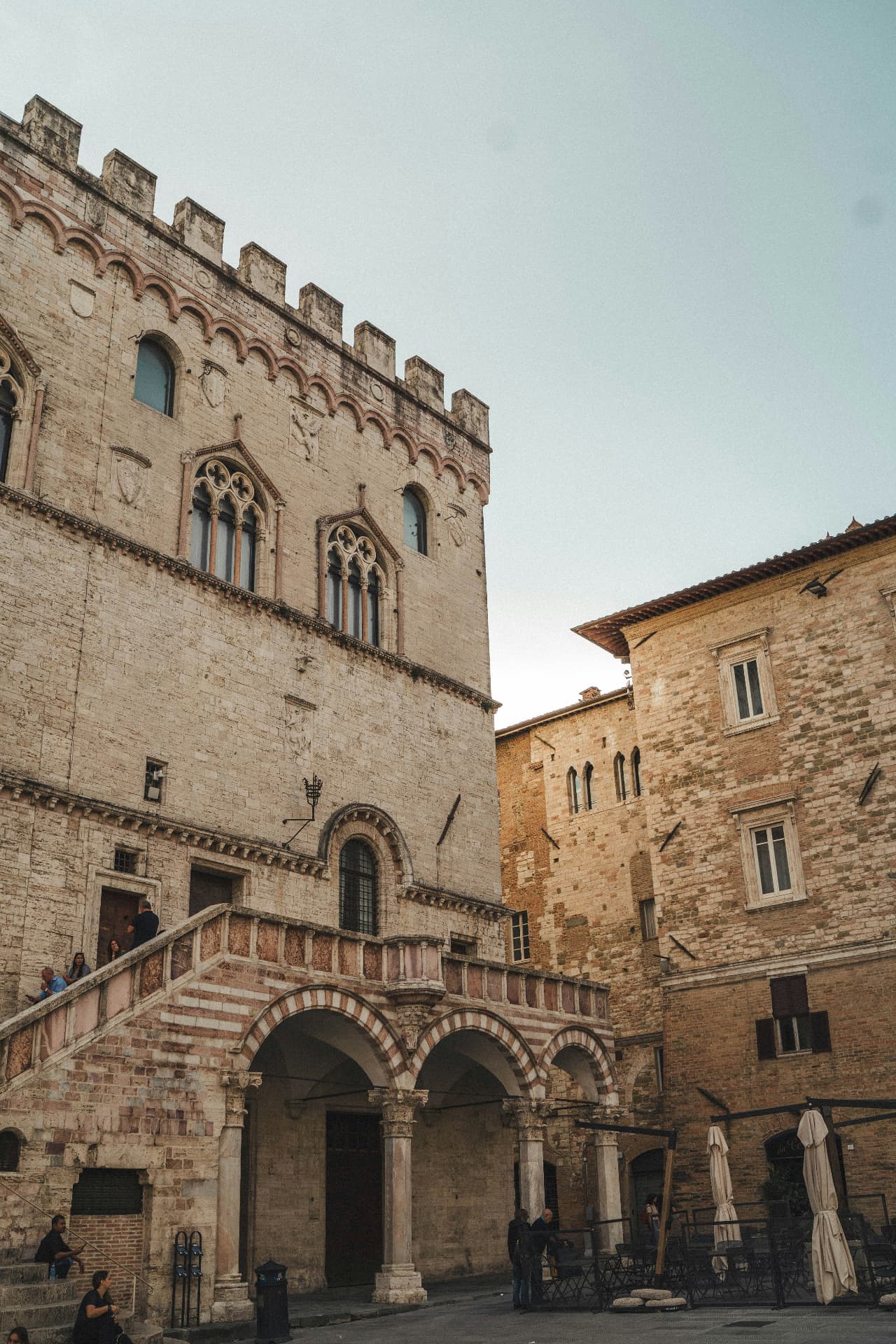 The marble staircase of the Palazzo dei Priori in Perugia