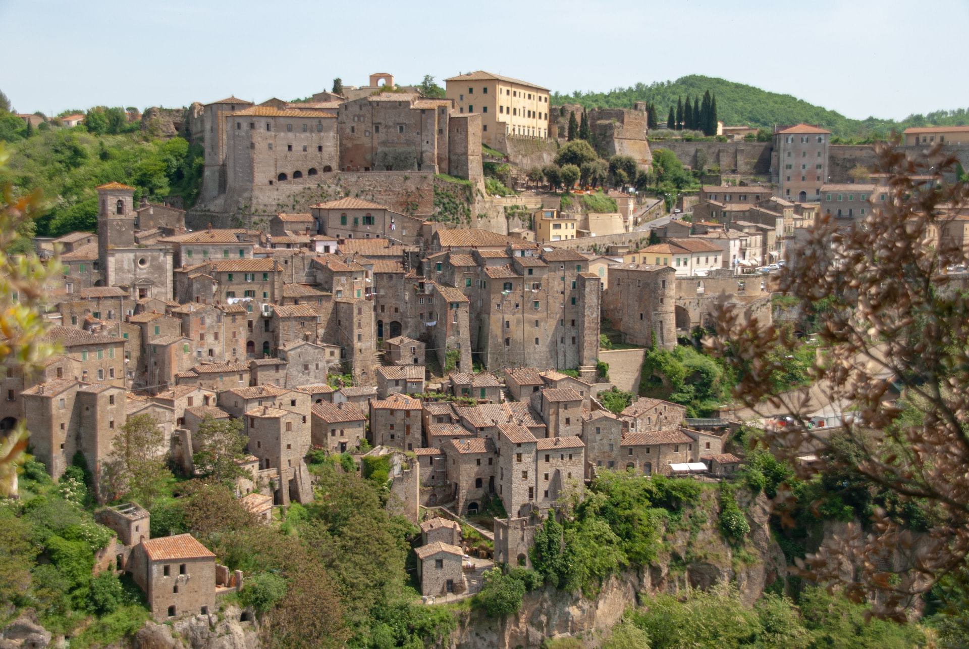 Sorano's stone houses stacked up the hill beneath the fortress