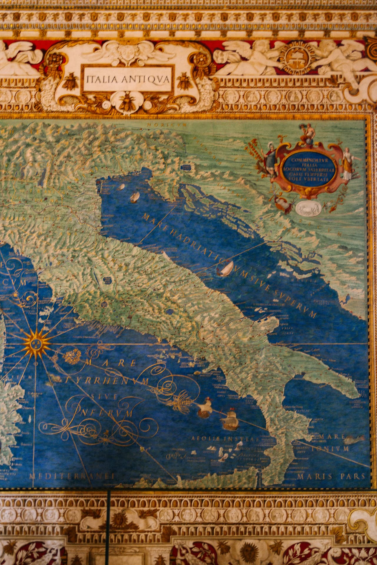 A hand-painted map of ancient Italy in the Gallery of Maps