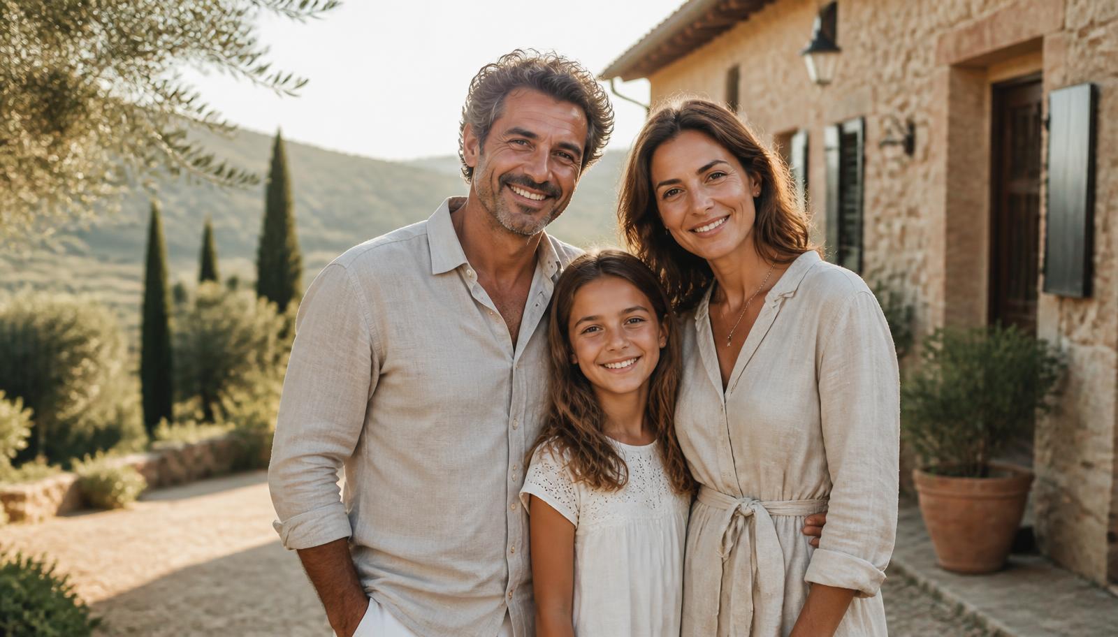 Andrea, Monica and their daughter Giulia in front of Il Casone